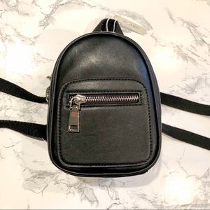 Black Vegan Leather mini backpack/crossbody